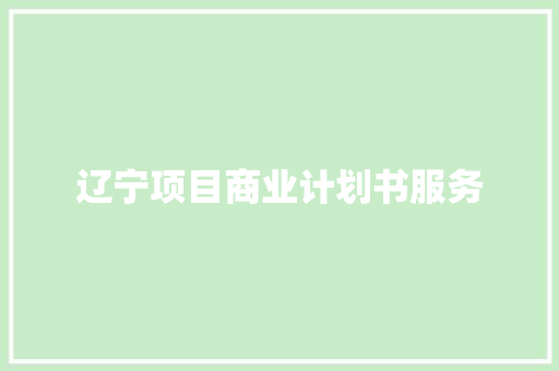 辽宁项目商业计划书服务