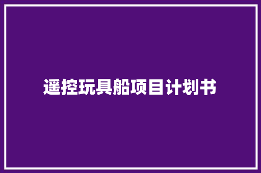 遥控玩具船项目计划书 简历模板