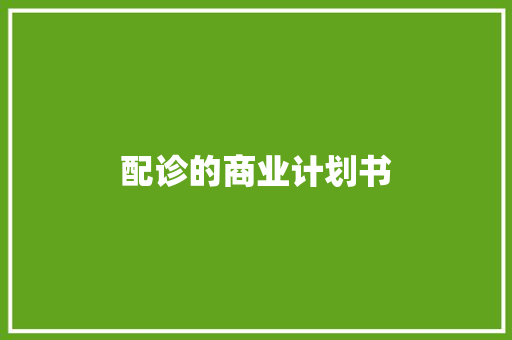 配诊的商业计划书 商业文案