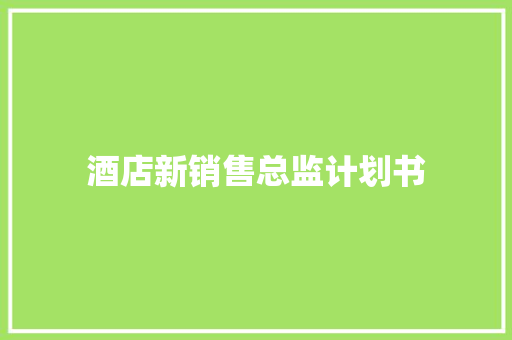 酒店新销售总监计划书 写作素材
