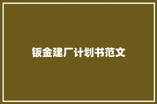 钣金建厂计划书范文