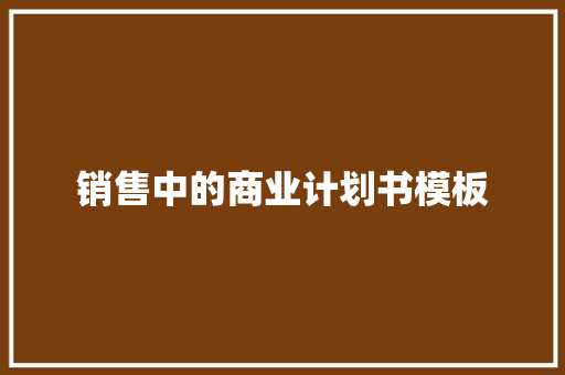 销售中的商业计划书模板 诗歌创作