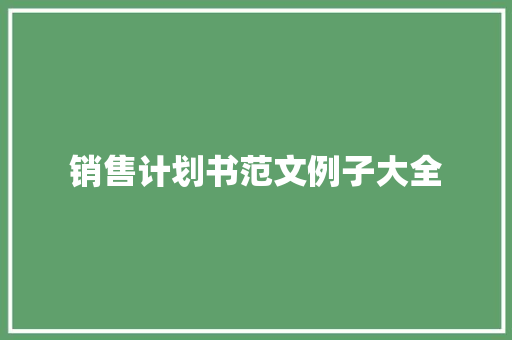 销售计划书范文例子大全