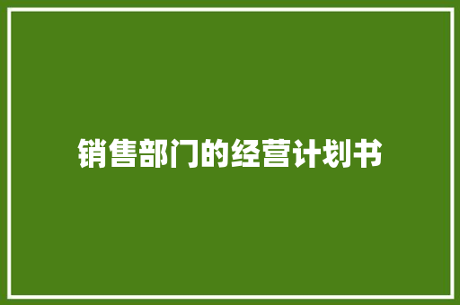 销售部门的经营计划书 报告写作