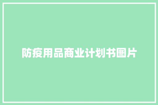 防疫用品商业计划书图片