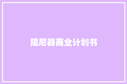 阻尼器商业计划书