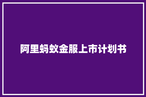 阿里蚂蚁金服上市计划书