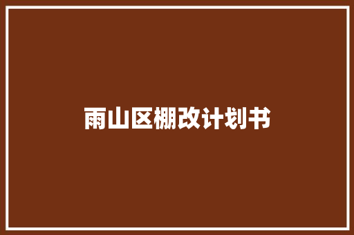 雨山区棚改计划书