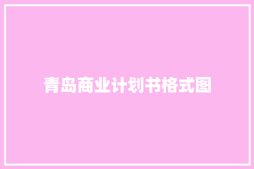 青岛商业计划书格式图