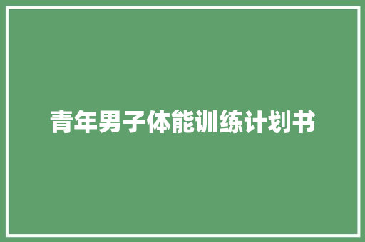 青年男子体能训练计划书
