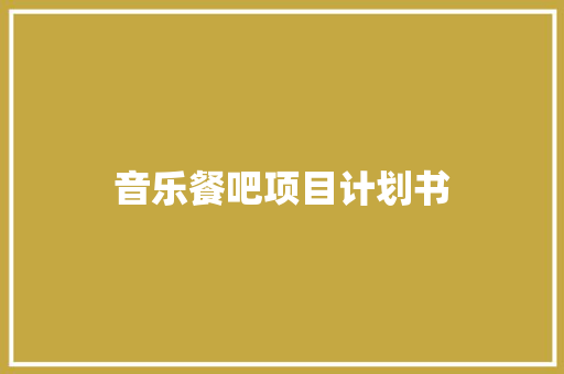 音乐餐吧项目计划书