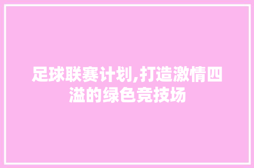 足球联赛计划,打造激情四溢的绿色竞技场