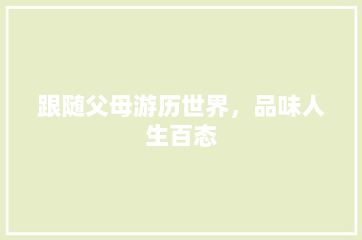 跟随父母游历世界，品味人生百态 报告写作