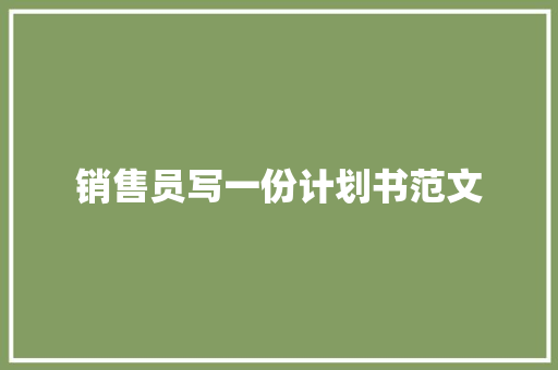 销售员写一份计划书范文