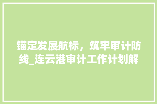 锚定发展航标，筑牢审计防线_连云港审计工作计划解读
