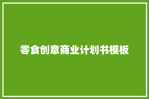 零食创意商业计划书模板