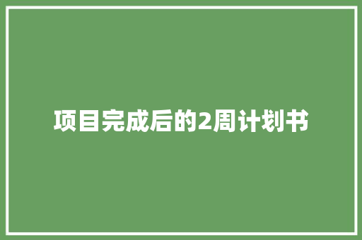 项目完成后的2周计划书