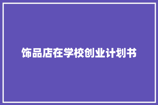 饰品店在学校创业计划书
