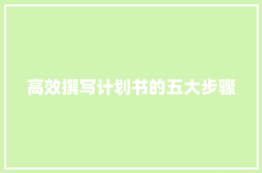 高效撰写计划书的五大步骤