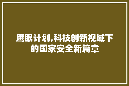 鹰眼计划,科技创新视域下的国家安全新篇章