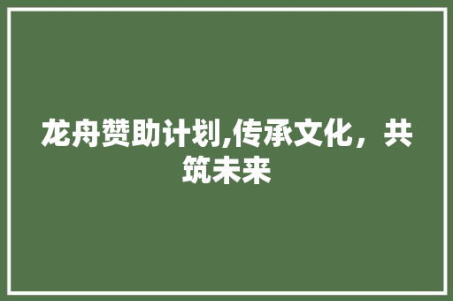 龙舟赞助计划,传承文化，共筑未来