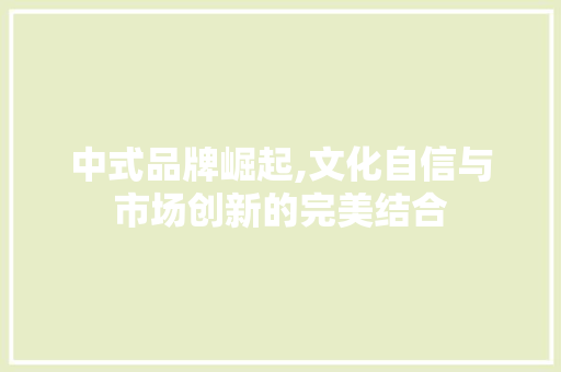 中式品牌崛起,文化自信与市场创新的完美结合