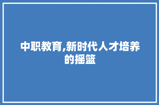 中职教育,新时代人才培养的摇篮