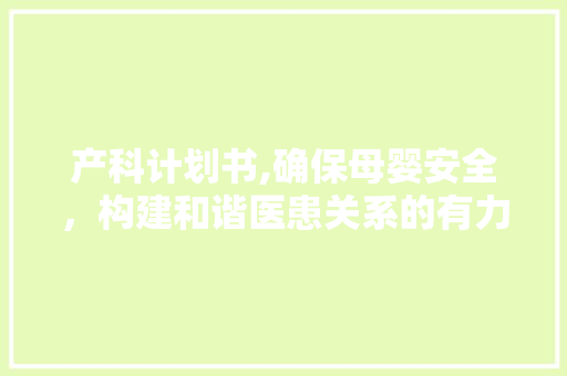 产科计划书,确保母婴安全，构建和谐医患关系的有力工具