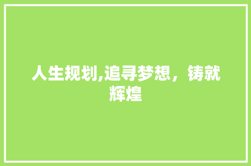 人生规划,追寻梦想，铸就辉煌 诗歌创作
