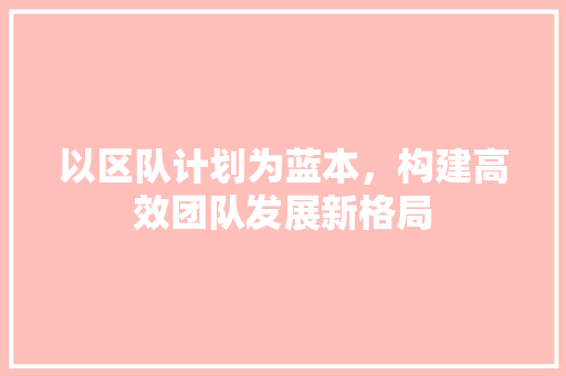 以区队计划为蓝本，构建高效团队发展新格局