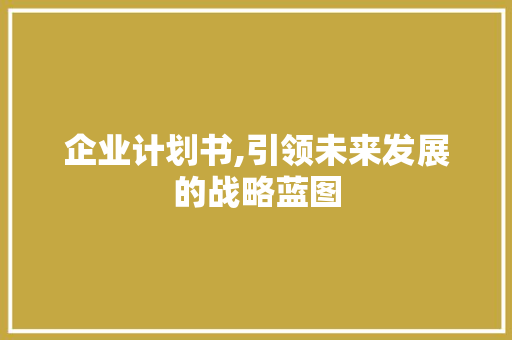 企业计划书,引领未来发展的战略蓝图