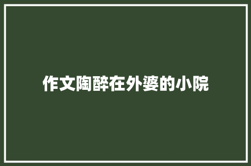 作文陶醉在外婆的小院 写作技巧
