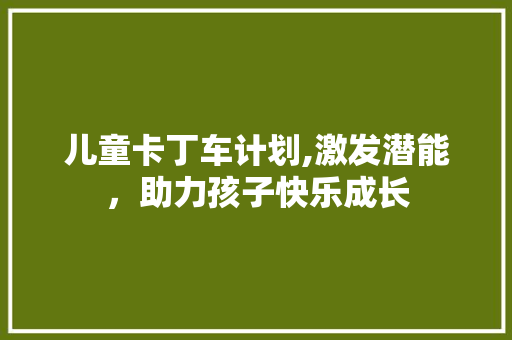 儿童卡丁车计划,激发潜能，助力孩子快乐成长