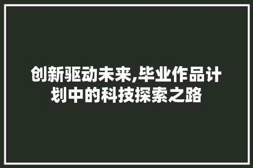 创新驱动未来,毕业作品计划中的科技探索之路