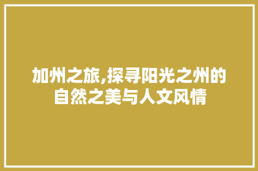 加州之旅,探寻阳光之州的自然之美与人文风情 写作素材