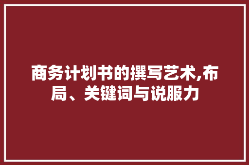 商务计划书的撰写艺术,布局、关键词与说服力