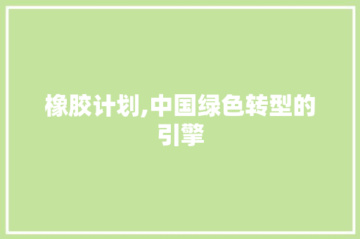 橡胶计划,中国绿色转型的引擎