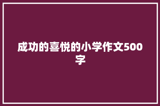 成功的喜悦的小学作文500字 报告写作