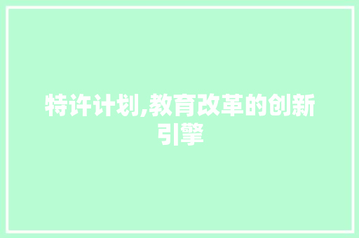 特许计划,教育改革的创新引擎