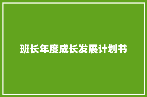 班长年度成长发展计划书
