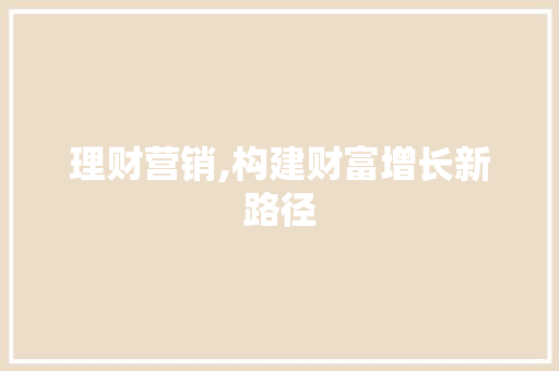 理财营销,构建财富增长新路径