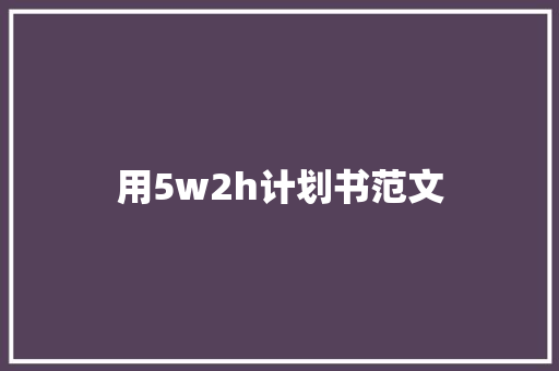 用5w2h计划书范文