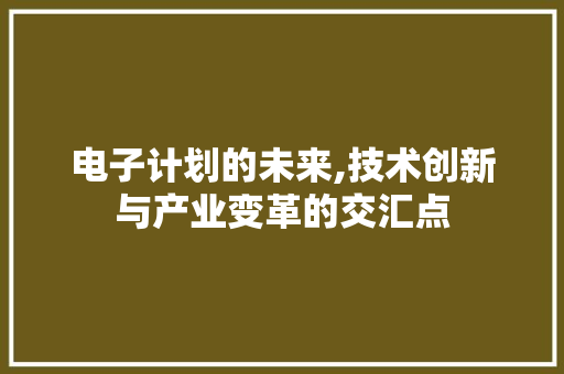 电子计划的未来,技术创新与产业变革的交汇点