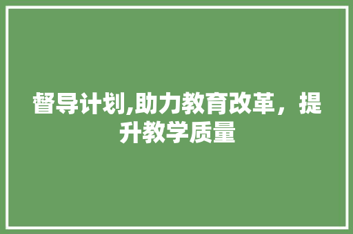 督导计划,助力教育改革，提升教学质量