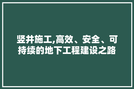 竖井施工,高效、安全、可持续的地下工程建设之路