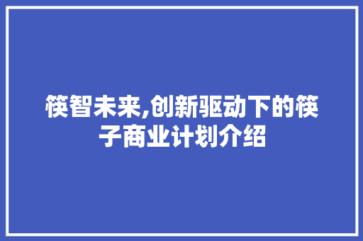 筷智未来,创新驱动下的筷子商业计划介绍