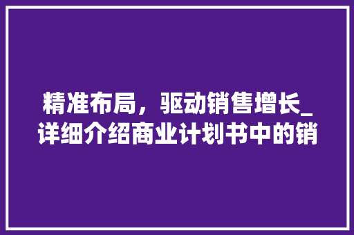 精准布局，驱动销售增长_详细介绍商业计划书中的销售步骤 写作社区