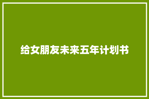 给女朋友未来五年计划书