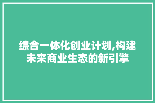 综合一体化创业计划,构建未来商业生态的新引擎