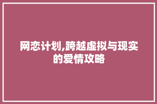 网恋计划,跨越虚拟与现实的爱情攻略